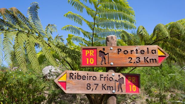 Hinweisschilder, Wanderweg Madeira